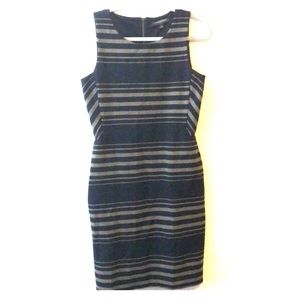 Banana republic black/olive striped business dress